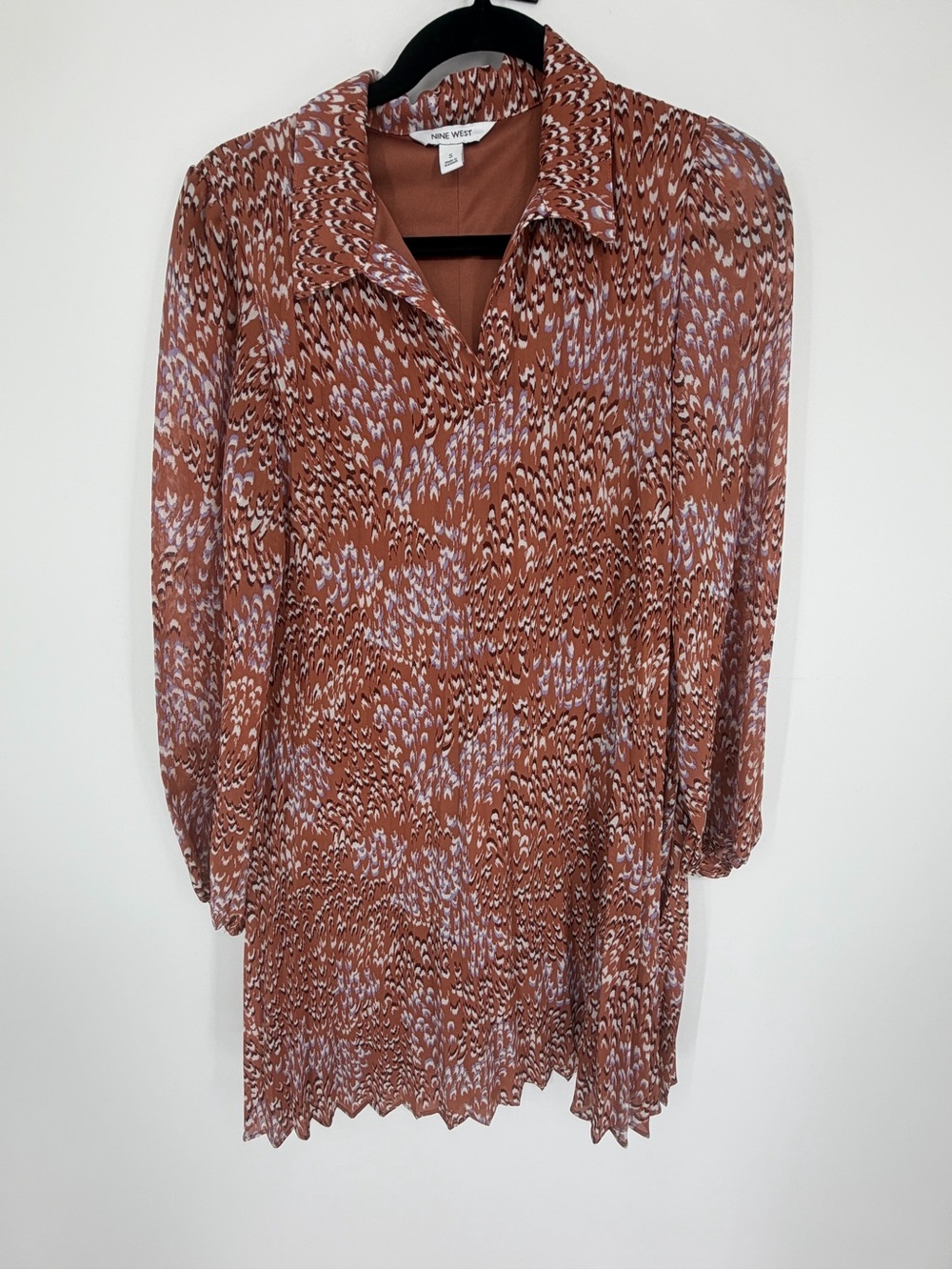 Nine West size small Rust Patterned Long Sleeve Dress